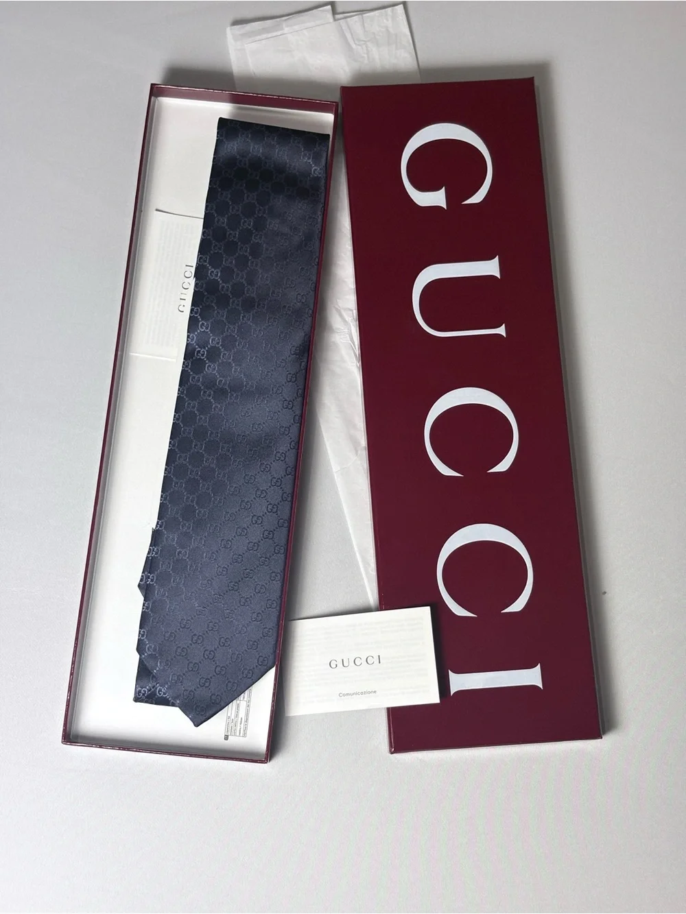 Gucci Dark Navy GG Jacquard Silk Tie